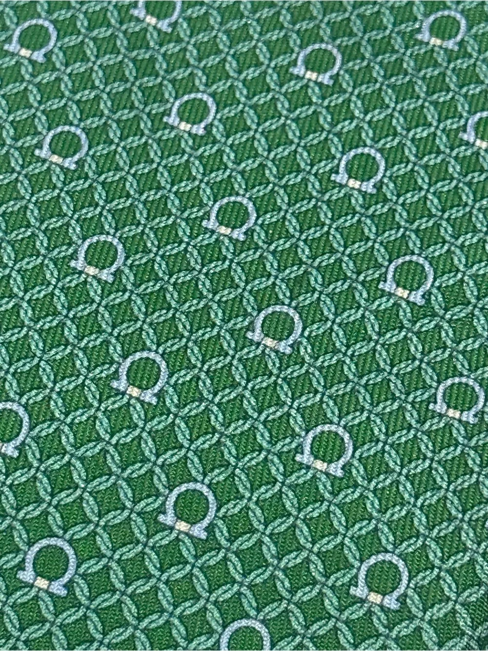 Salvatore Ferragamo Emerald Green Geometric Silk Tie